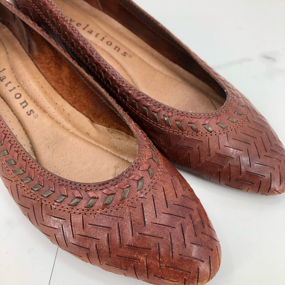 Revelations brown leather kitten wedge shoe